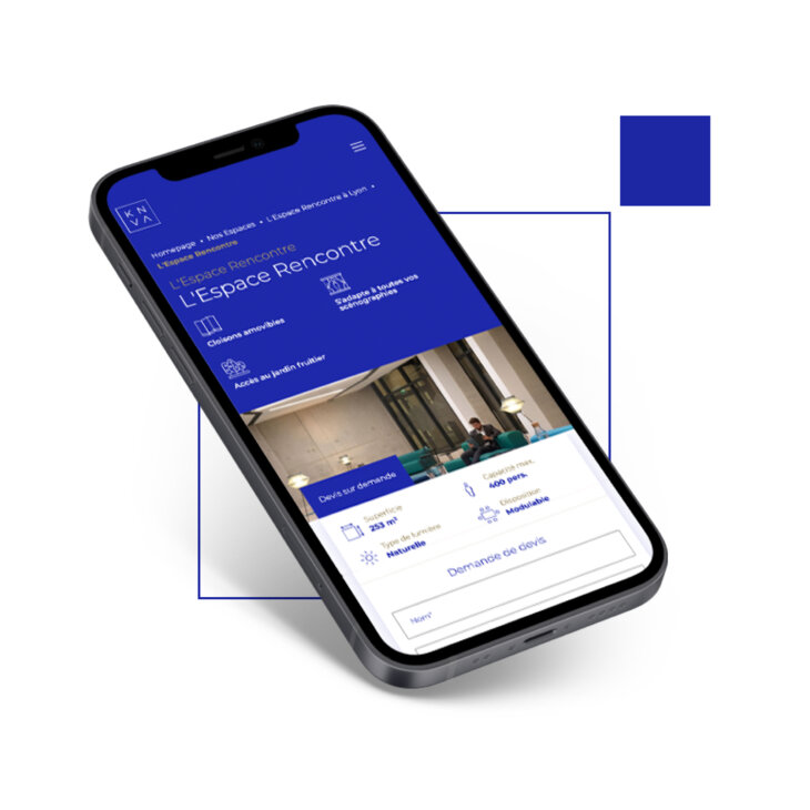 mock up du site internet de KNVA sur téléphone