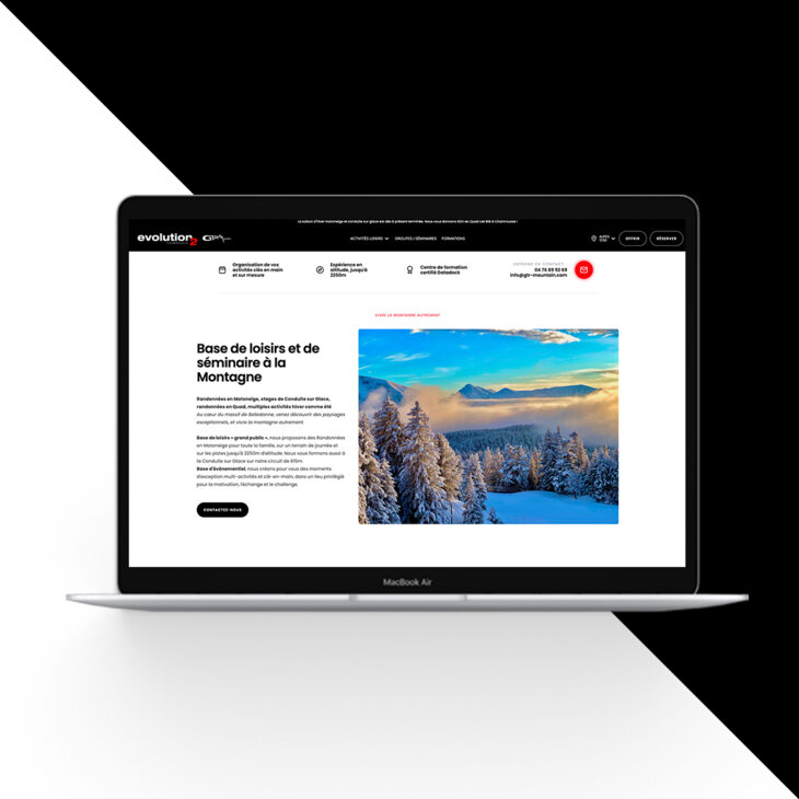 réalisation web du site internet de GTR Mountain sur ordinateur